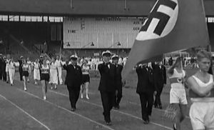 Members of deaf German team proudly hail their leader, Adolf Hitler during the 1934 4th World Deaf Games in London. Members of deaf German team proudly hail their leader, Adolf Hitler during the 1934 4th World Deaf Games in London.